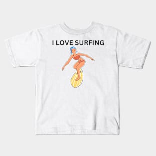 I Loves Surfing Kids T-Shirt